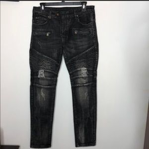 BALMAIN awesome replica Distressed moto jeans.